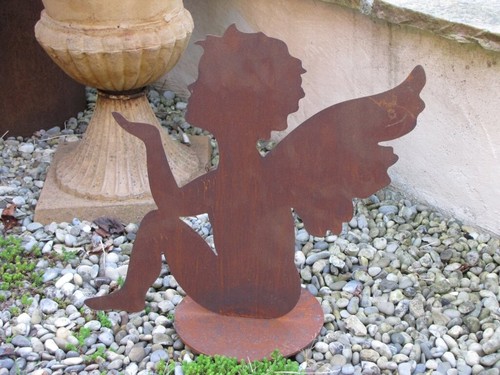 Edelrost engel sitzend 36cm - sitzend,
