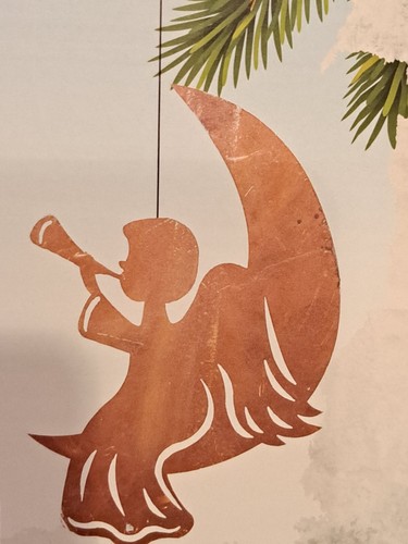 Edelrost engel auf mond mit - edelrost,